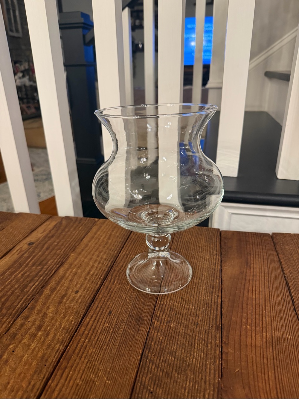 Clear Glass Footed Hurricane Vase